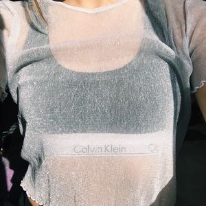 Brandy Melville Glitter Mesh Short Sleeve Top